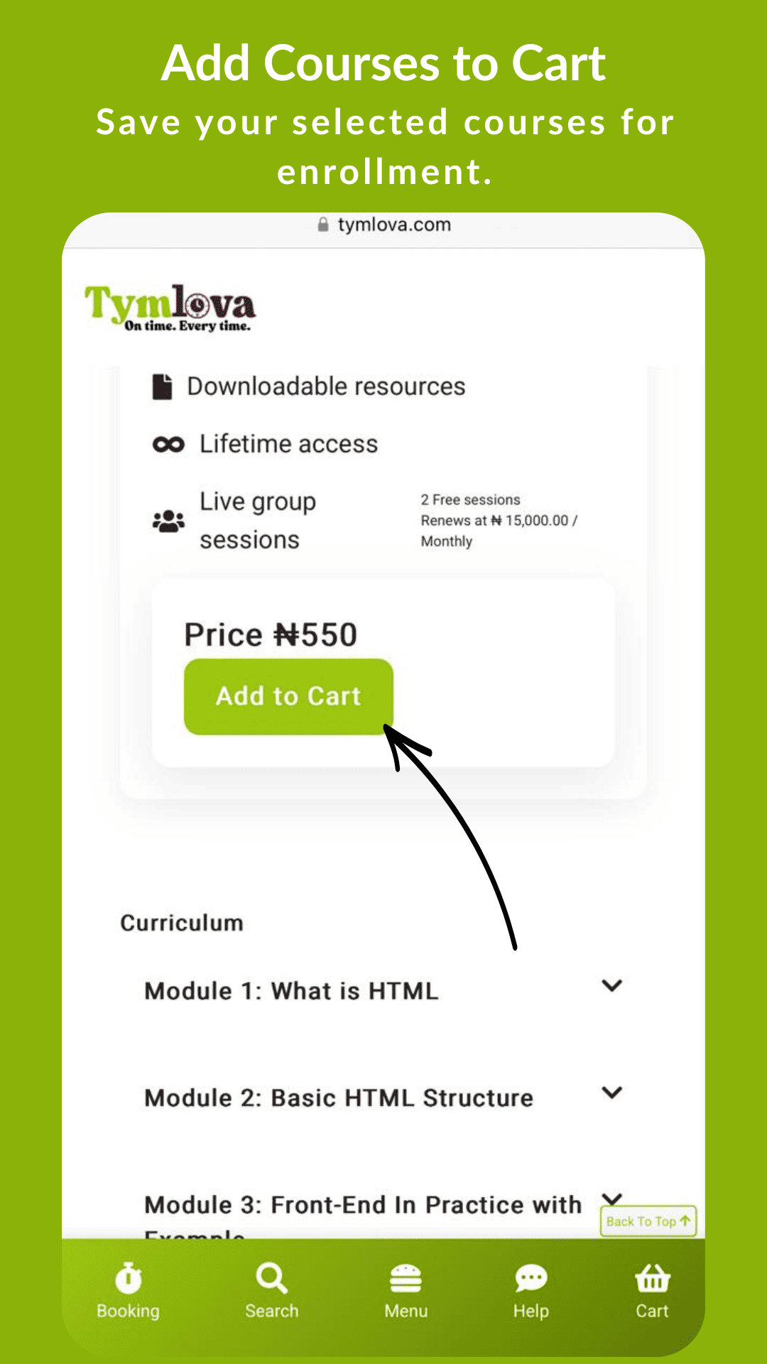 add course to cart